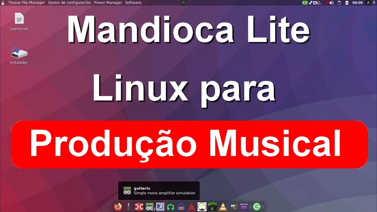 Mandioca Lite Xfce Respin do Loc-Os voltado para produção musical