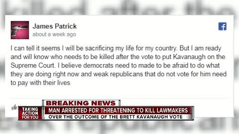 Polk man arrested for threatening to kill members of Congress if Kavanaugh not confirmed