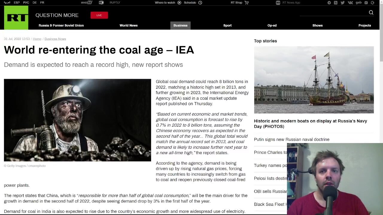 Coal demand rises as countries resort to using coal for energy after blocking Russian gas