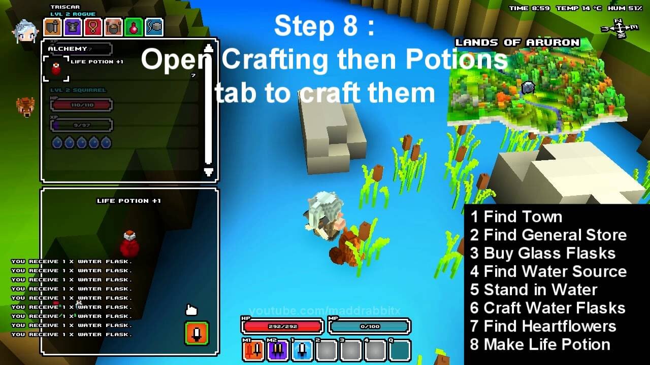 Cube World Tutorial | How to make Life Potions (crafting)