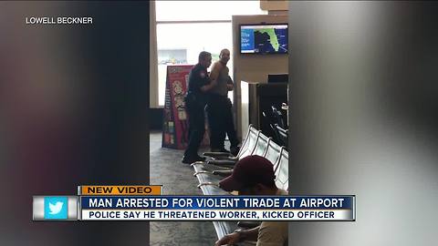 VIDEO: Unruly traveler arrested after making scene at TIA because of flight delay