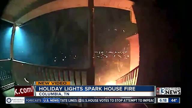 Christmas lights start fire