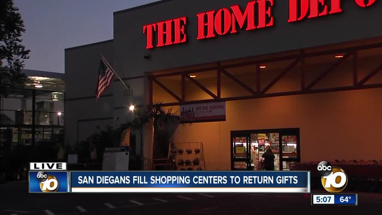 San Diegans fill shopping centers to return gifts