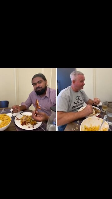Canadian’s friends laugh at ironically reversed eating techniques