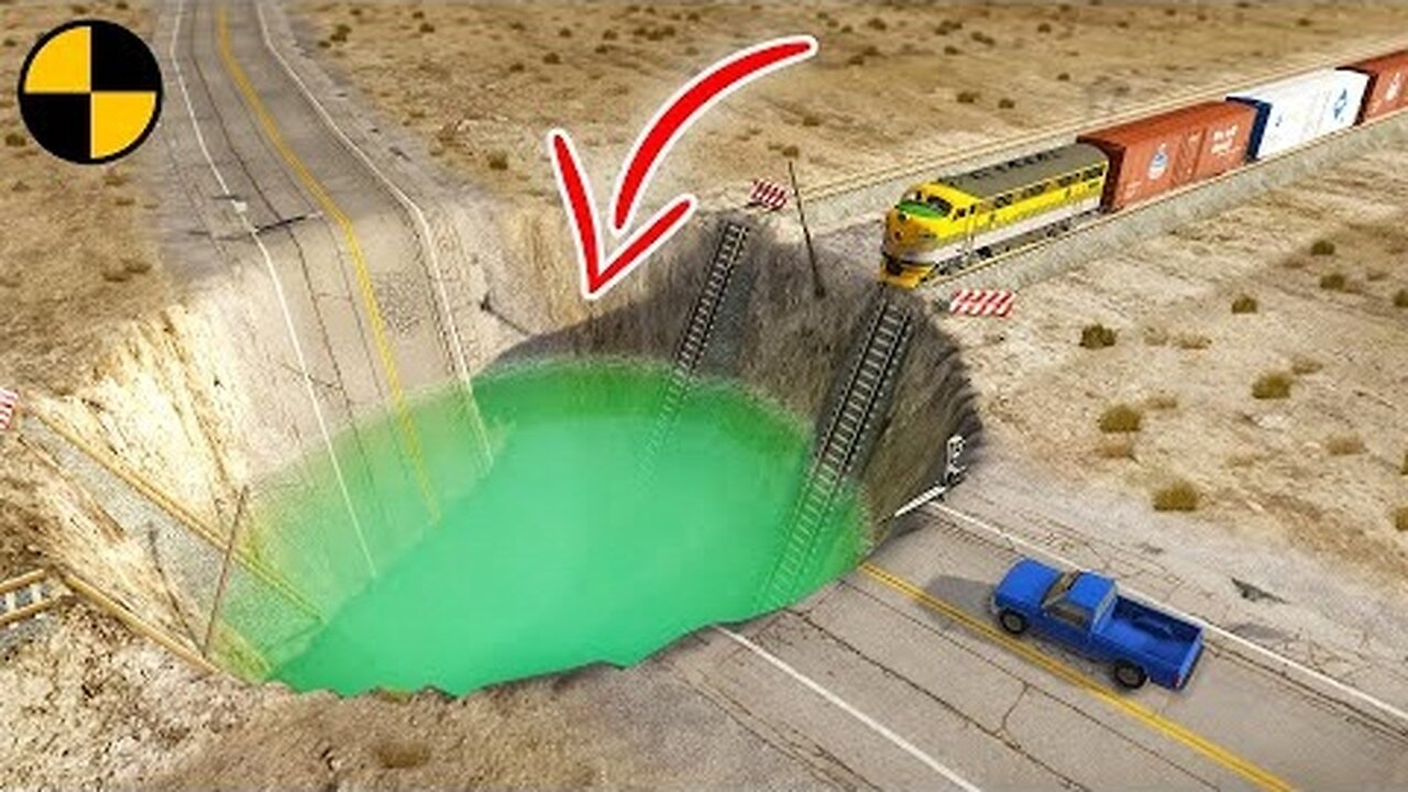 Cars VS Huge pit 😱 BeamNG Drive