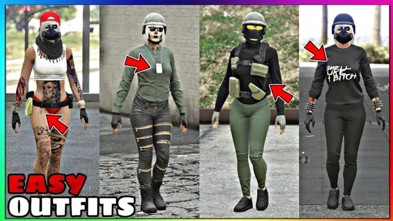 Top 4 Easy To Make Female Tryhard Outfits Using Clothing Glitches #10 (GTA Online)