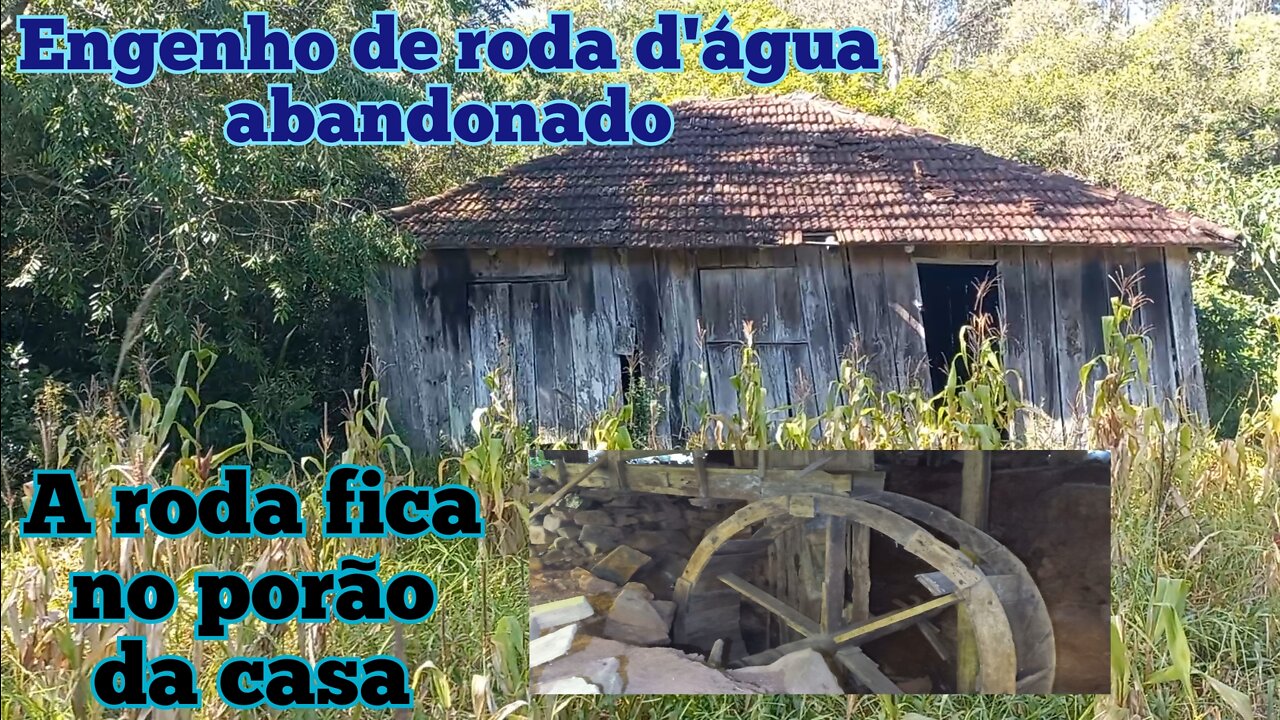 Engenho de roda d'água abandonado, a roda funcionava escondida no porão