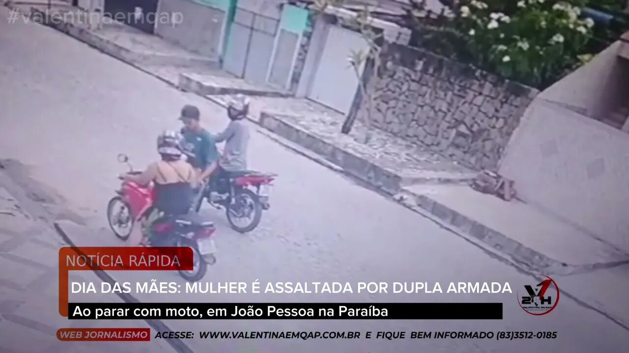 DIA DAS MÃES: Mulher é assaltada por dupla armada ao parar com moto, em João Pessoa na Paraíba