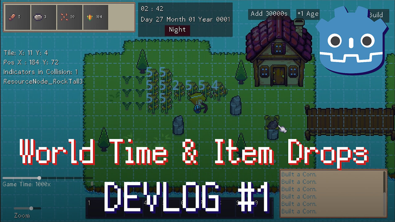 World Time & Item Drops Plugins for 2D Godot 4 GameDev - Devlog #1