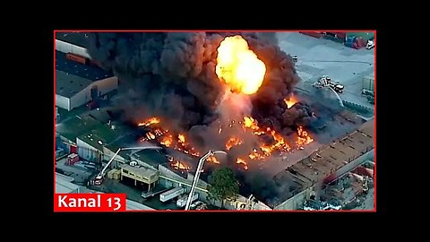 Massive factory fire in Derrimut, large chemical explosion engulfs factory in flames