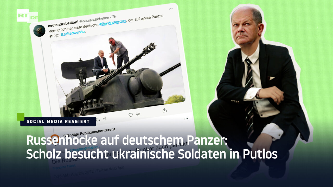 Russenhocke auf deutschem Panzer: Scholz besucht ukrainische Soldaten in Putlos