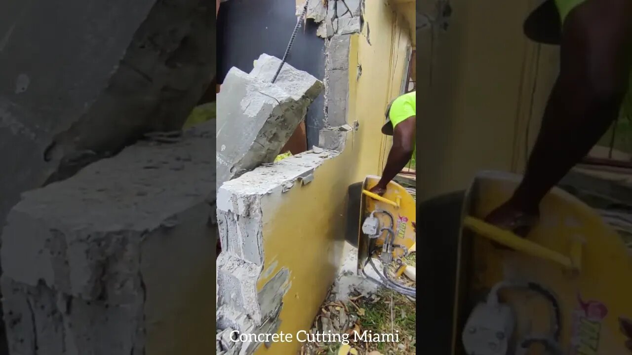 Cutting a house in half for demo.