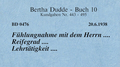 BD 0476 - FÜHLUNGNAHME MIT DEM HERRN .... REIFEGRAD .... LEHRTÄTIGKEIT ....