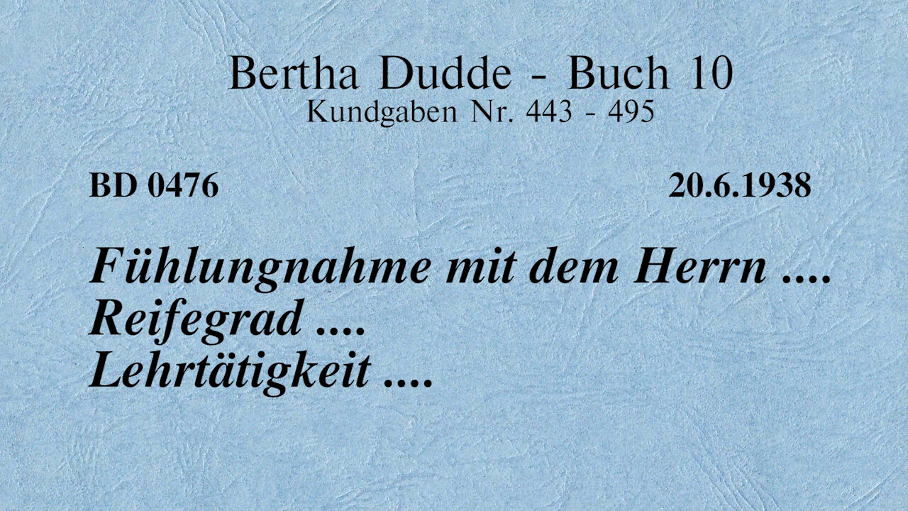 BD 0476 - FÜHLUNGNAHME MIT DEM HERRN .... REIFEGRAD .... LEHRTÄTIGKEIT ....