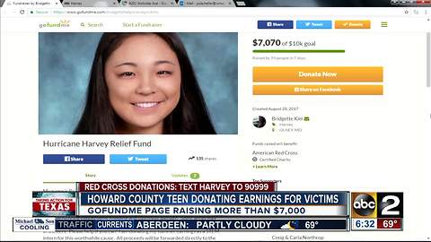 Howard Co. teen raising money for victims of Harvey