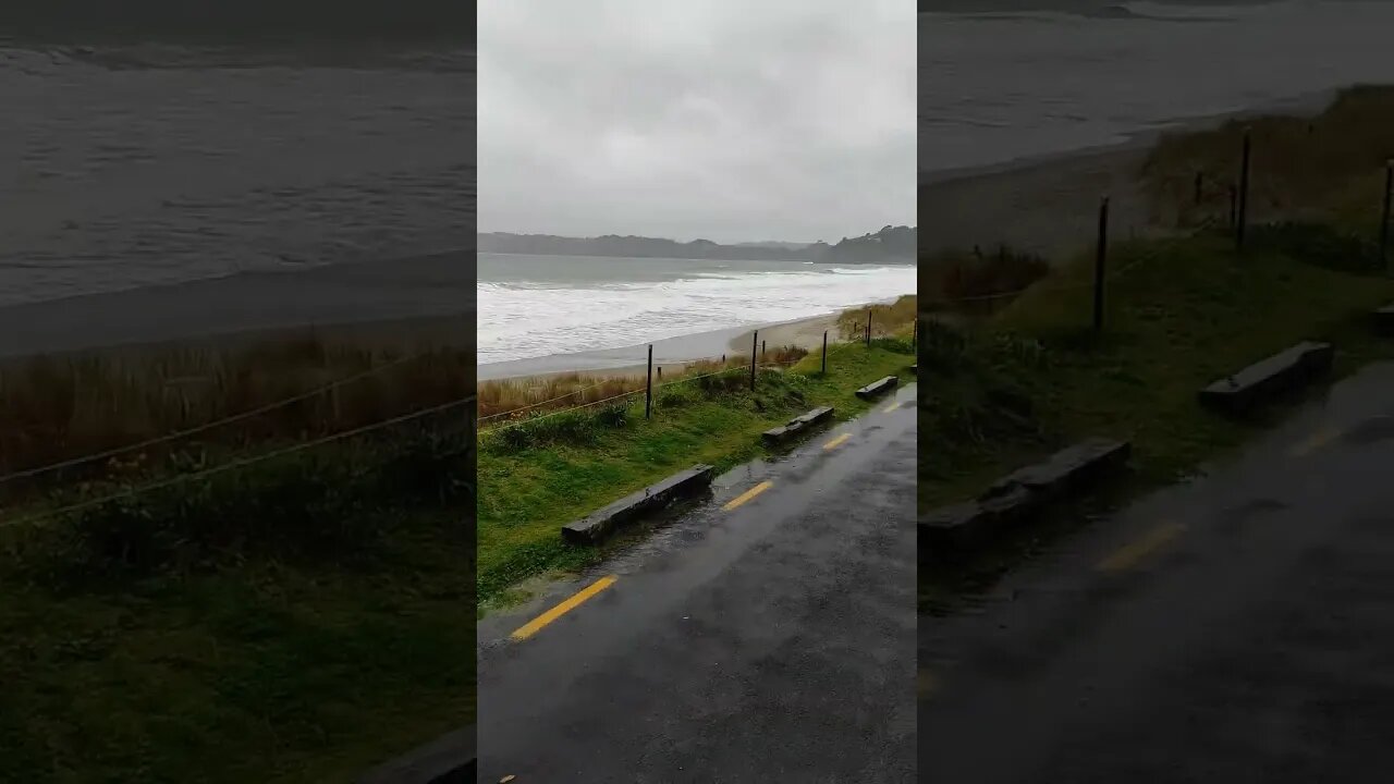 Onetangi Beach Waiheke Island in bad weather