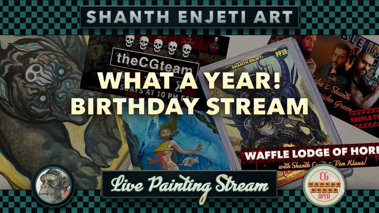 🔴 Birthday LIVE! Painting Pulp Horror Comics | Live at the CG Waffle Lodge!