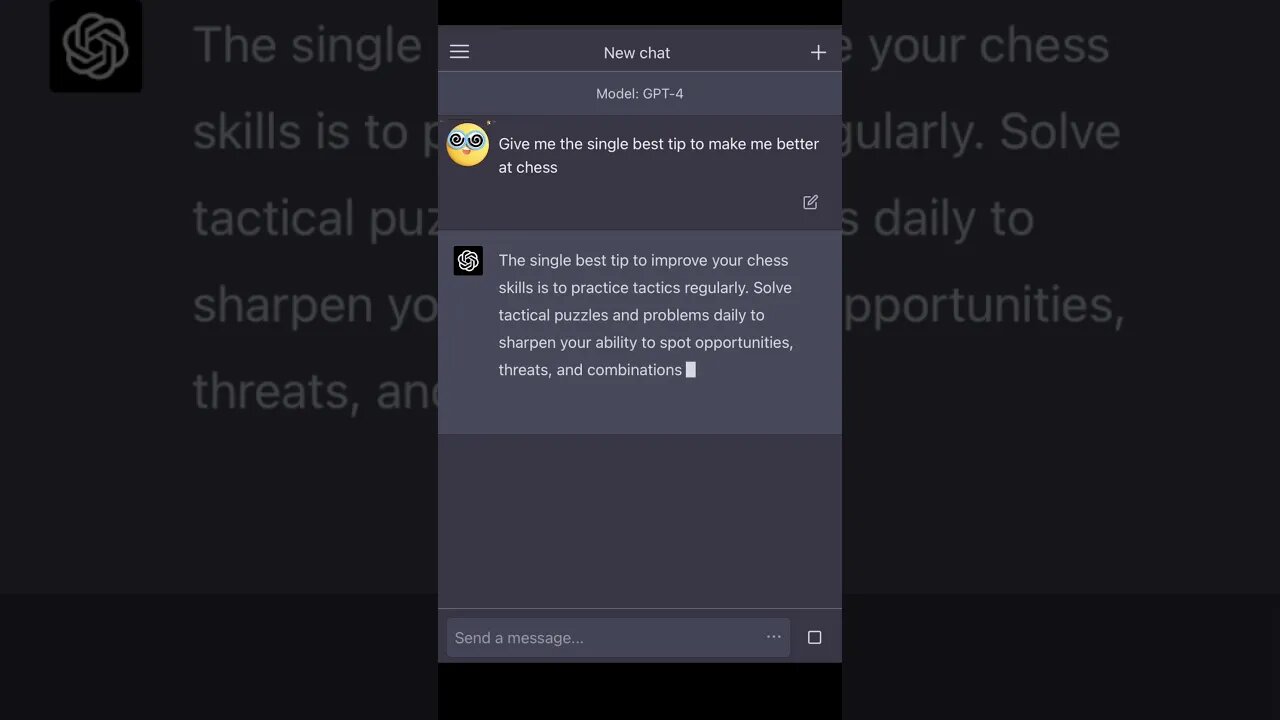 I asked CHATGPT for the best tip to improve at chess