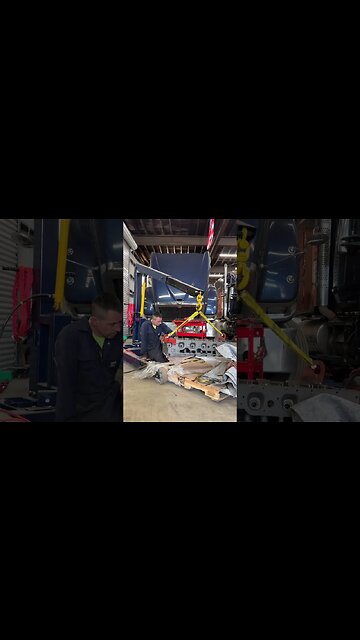It’s time to use the 3 ton engine crane to lift the engine cylinder head #engine