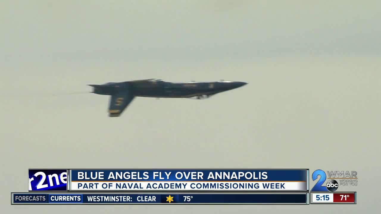 Blue Angels fly over Annapolis for Naval Academy Commissioning Week