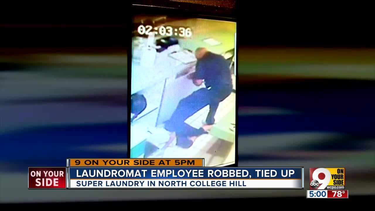 Laundromat employee robbed, tied up