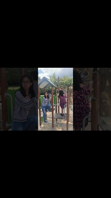 Baby girls and little boy have loads of fun in the park