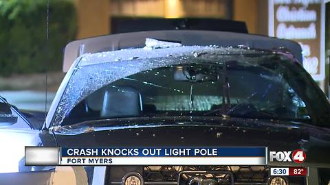 Ford Mustang crashes into pole overnight in Fort Myers