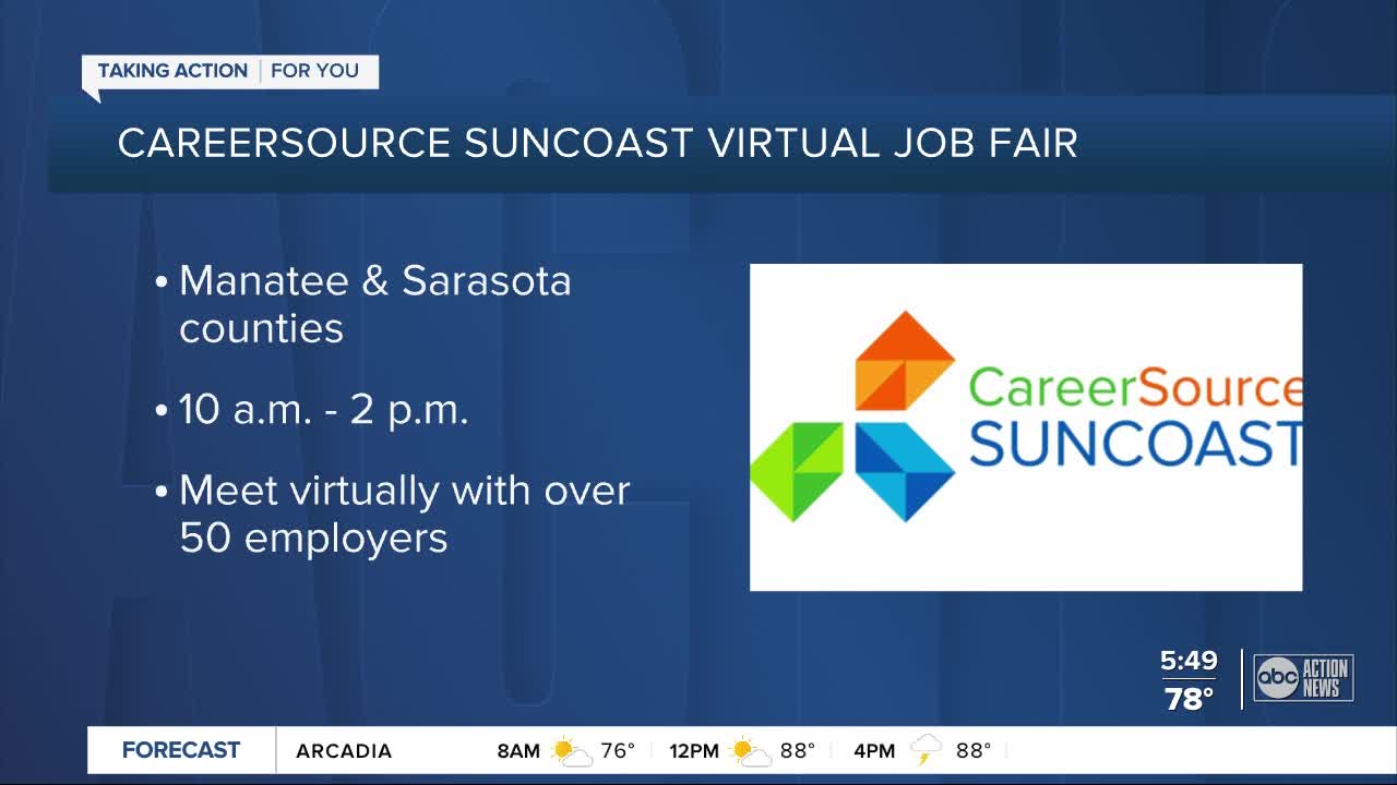 Dozens of employers participating in CareerSource Suncoast's Virtual Job Fair on Tuesday