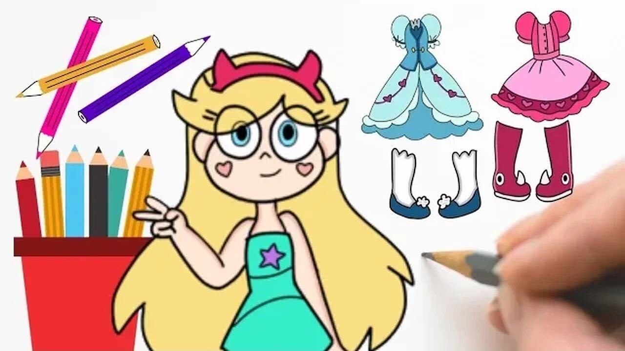 COMO DESENHAR BONECA DE PAPEL STAR BUTTERFLY + 2 LOOKS #bonecadepapel #paperdolls #starbutterfly