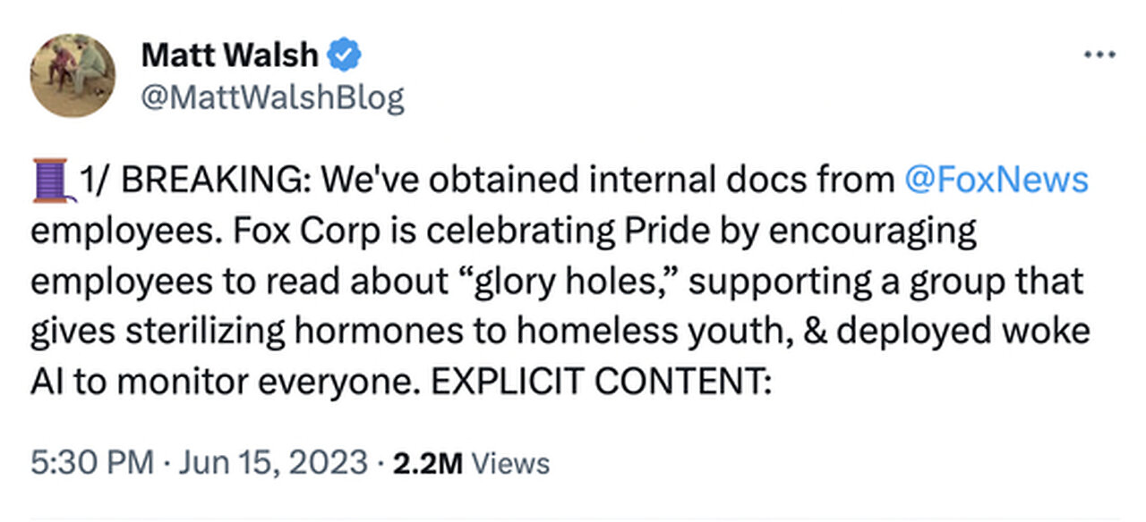 Matt Walsh Just ENDED Fox News & Pride Month! YOU WON’T BELIEVE WHAT HE EXPOSED! 6-16-23 Lou Valenti