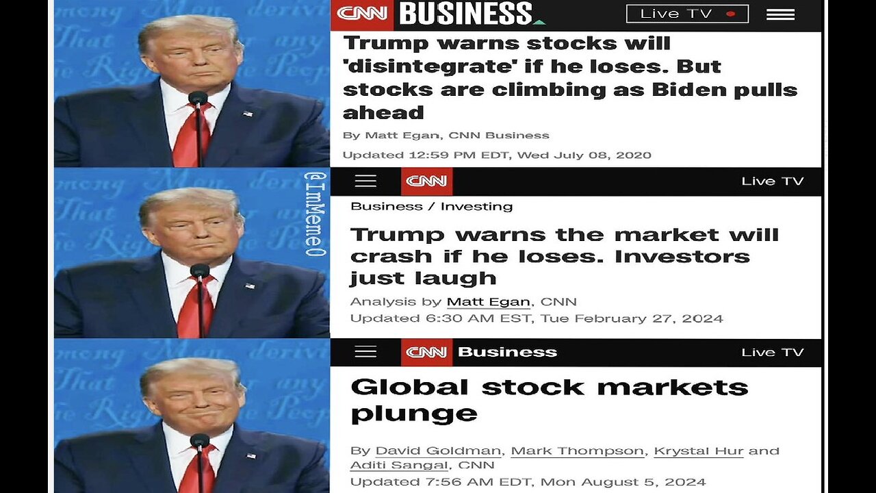 Trump foreshadow Kamal Biden stock crash meme