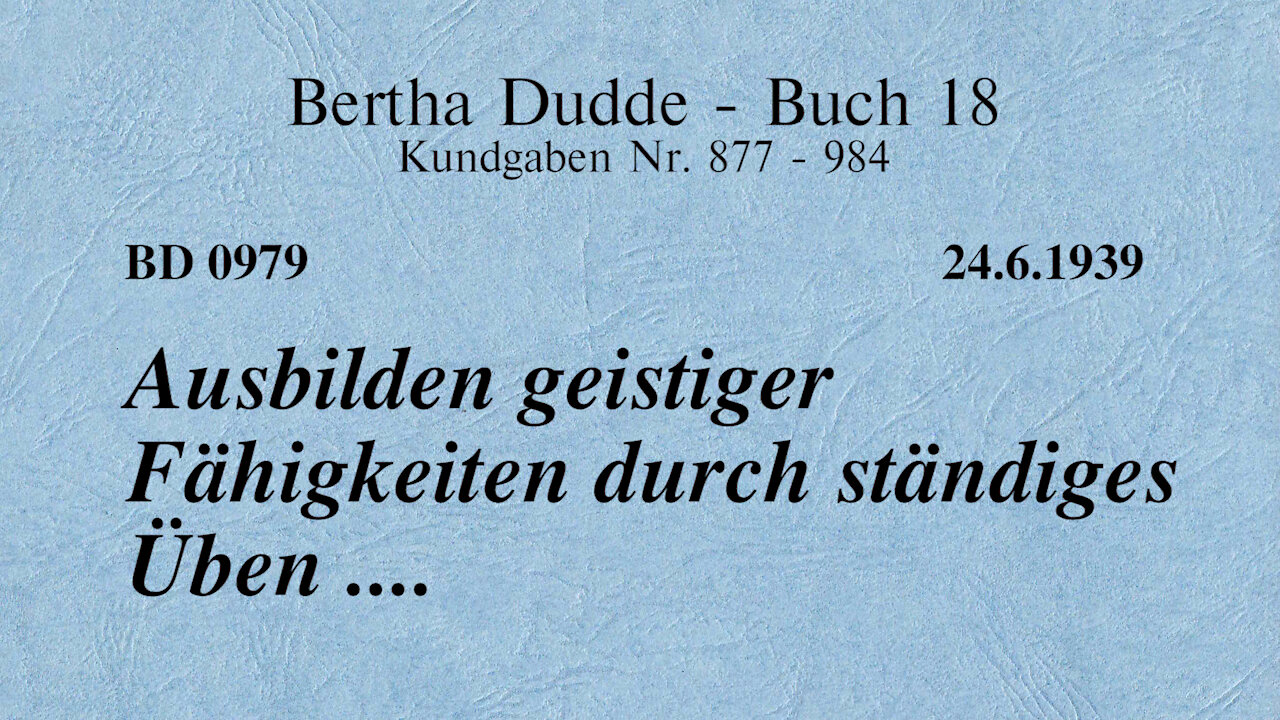 BD 0979 - AUSBILDEN GEISTIGER FÄHIGKEITEN DURCH STÄNDIGES ÜBEN ....