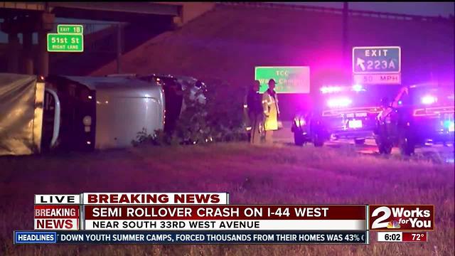 Semi truck rollover crashed on I-44 West