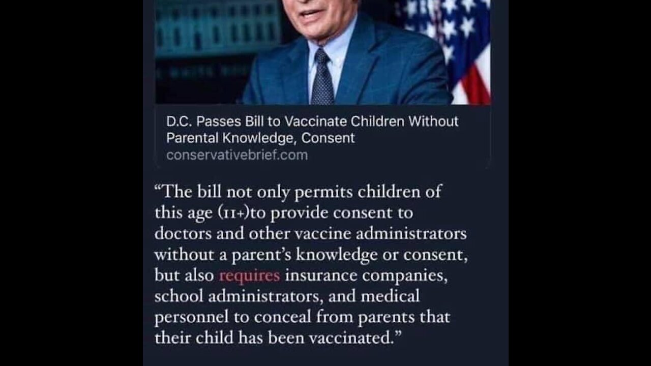 A bill was passed that allows 11 years olds to get VACCINATED and lie to their parents about it.