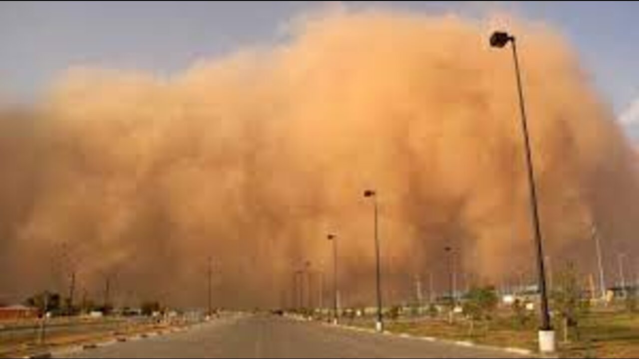 Dust storm on the road
