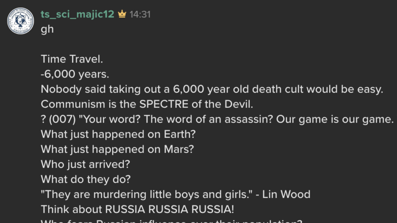 🗝 ‘Nobody said taking out a 6,000 year old death cult would be easy.’ 🆕 Majestic 12 Keybase post