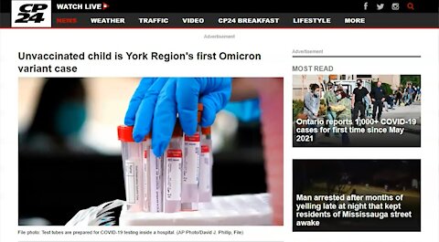 Unvaccinated child is York Region's first Omicron variant case