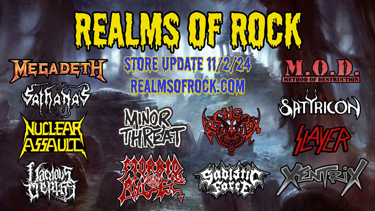 Realms Of Rock Store Update 11/2/24: Nuclear Assault, Morbid Angel, Sathanas, Xentrix, Megadeth