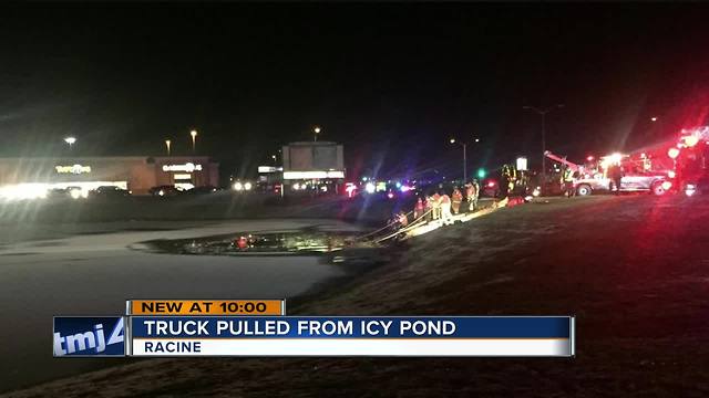 Truck fished out of Racine pond