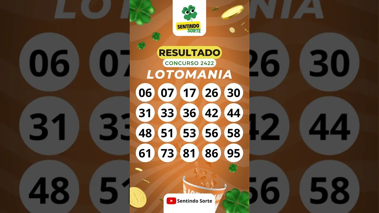 🍀 Resultado LOTOMANIA 2422 | Sentindo Sorte #shorts