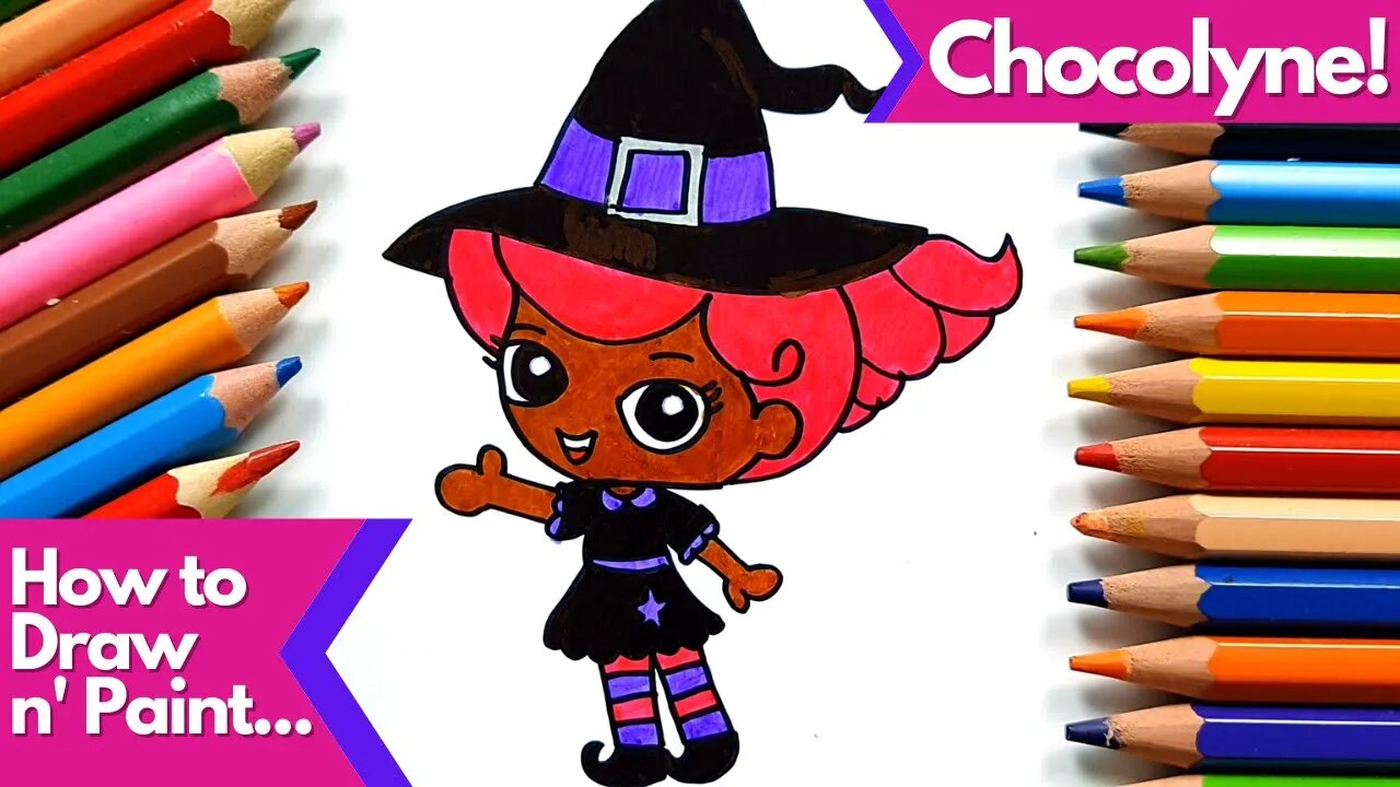 How to draw and paint Chocolyne Witch from Chocolix Halloween