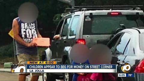 Children appear to beg for money on La Jolla street corner