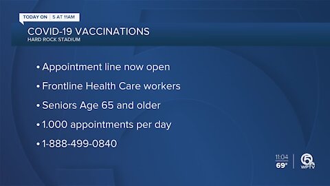 Appointments now open for COVID-19 vaccine at Hard Rock Stadium in Miami Gardens