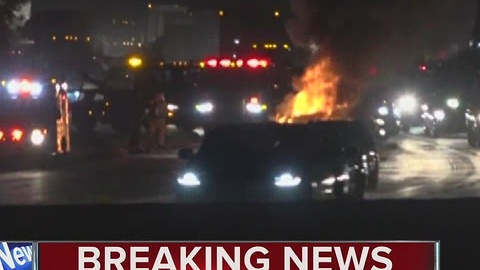 Car fire on I-805 North