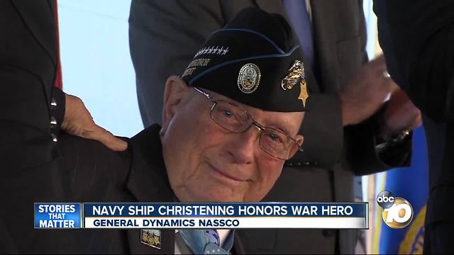 The USNS Hershel “Woody” Williams was Christened at General Dynamics NASSCO