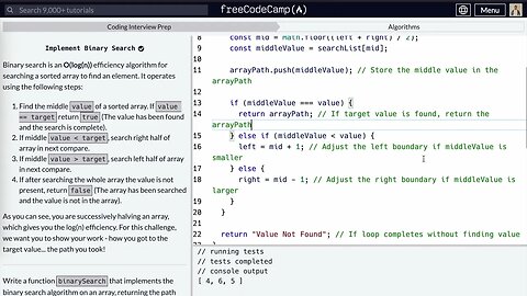 Challenge #23 Implement Binary Search
