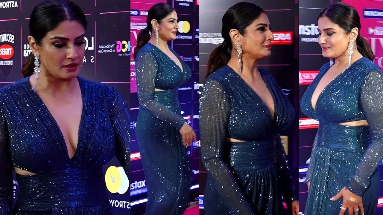 Uff Aaj Bhi Ekdum Kadak 😱 Raveena Tandon Cross All Limits Of Boldness Flaunts Huge Figure At Awards