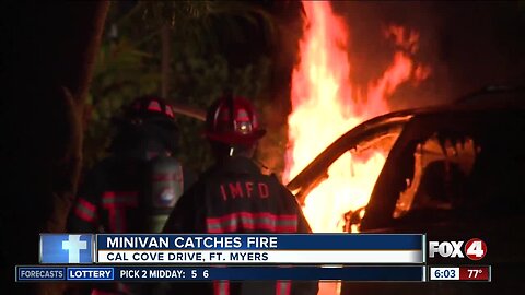 Fort Myers crash leads to mini-van fire