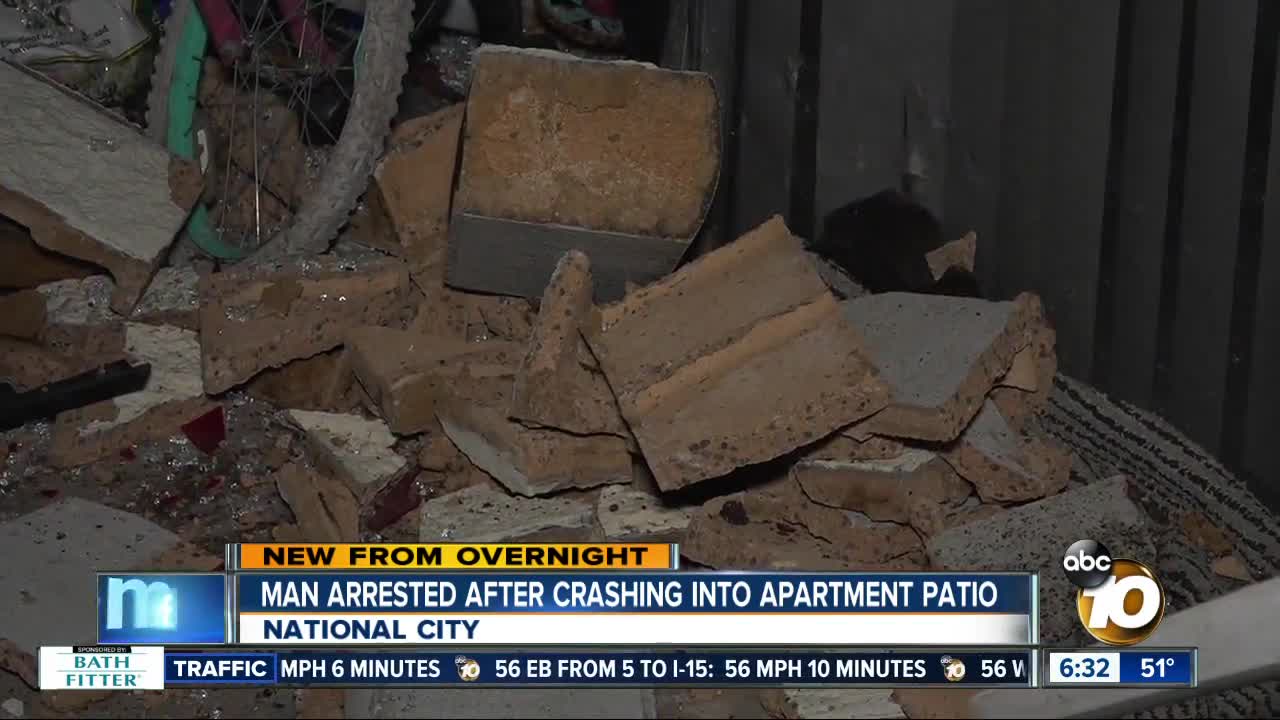 Driver crashes into apartment patio in National City