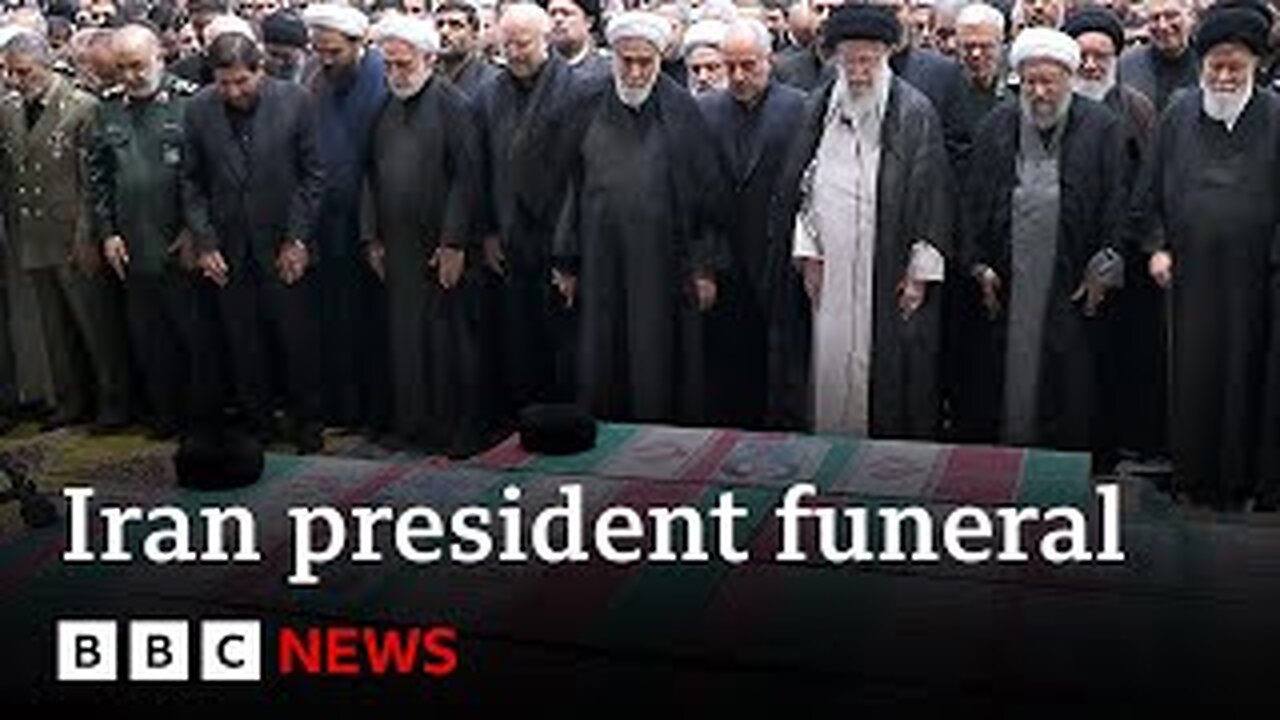 Iran's supreme leader Ayatollah Khameneileads prayers at President Raisi's funeral | BBC News